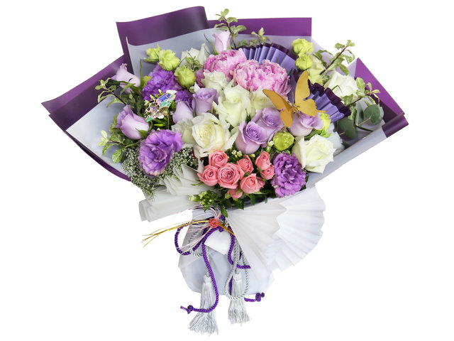 Florist Flower Bouquet - East Meets West Limited Edition Purple Roses Flower Bouquet EMW02 - VEMW0127A2 Photo